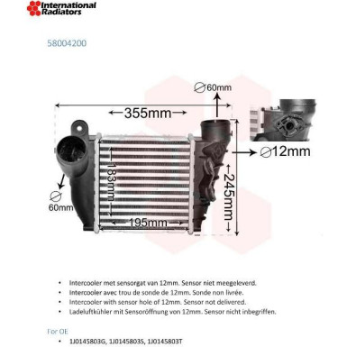 VAN WEZEL Ladeluftkühler 58004200 IR PLUS