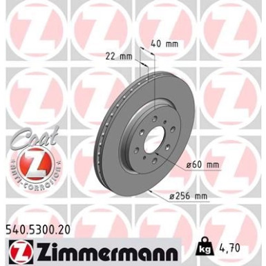 ZIMMERMANN Bremsscheibe | 540.5300.20