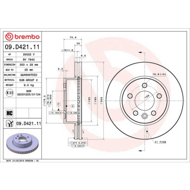 Bremsscheibe VA MAN VW PRIME LINE - UV Coated 09.D421.11