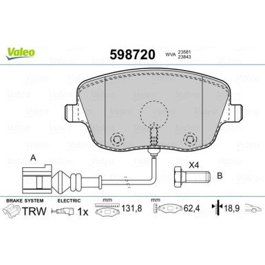 VALEO Bremsbeläge VALEO Bremsbeläge