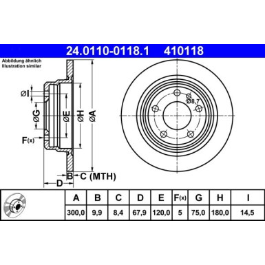 Bremsscheibe Bmw T. 7 E32 3.0 86-94 | 24.0110-0118.1