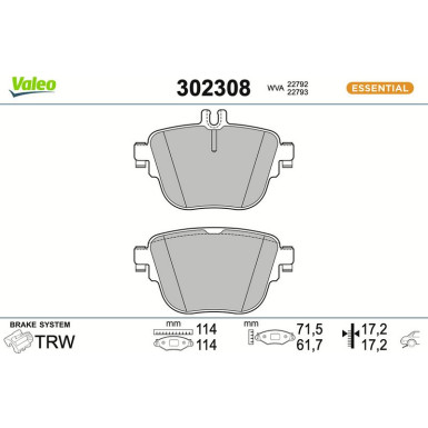 VALEO Bremsbeläge 302308