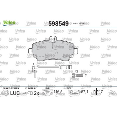 VALEO Bremsbeläge 598549 VALEO Bremsbeläge 598549