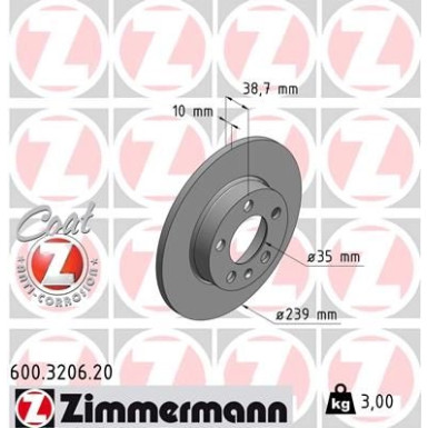 17 482 005 Bremsscheibe HA | VW Golf,Passat (2.9VR6 Syncro) 94 | 600.3206.20