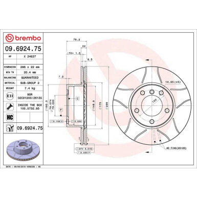 BREMBO Bremsscheibe 09.6924.75 XTRA LINE - Max
