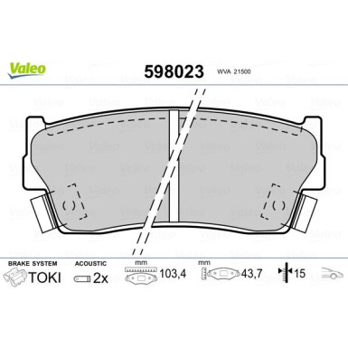 VALEO Bremsbeläge 598023