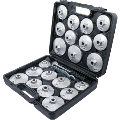 BGS Ölfilterschlüssel-Satz Aluminium-Druckguss Antrieb Innenvierkant 12,5 mm (1/2 ) 23-tlg BGS Do it yourself 1035