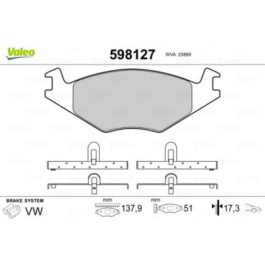 VALEO Bremsbeläge | 598127