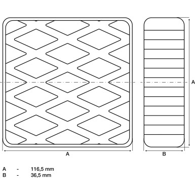 BGS Gummiauflage | für Hebebühnen | 116,5 x 116,5 x 36,5 mm | 7037