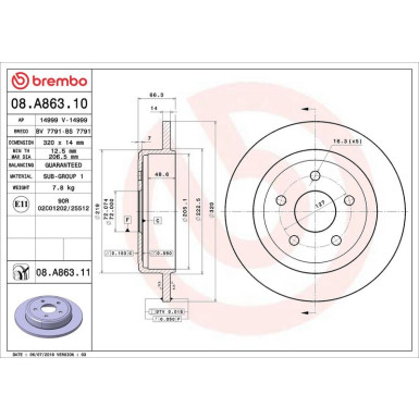 99 482 002 Bremsscheibe HA JEEP Commander,Grand Cherokee 00 PRIME LINE - UV Coated 08.A863.11