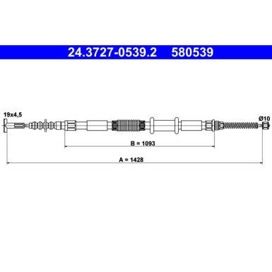 ATE Handbremsseil Seilzug Festellbremse 24.3727-0539.2