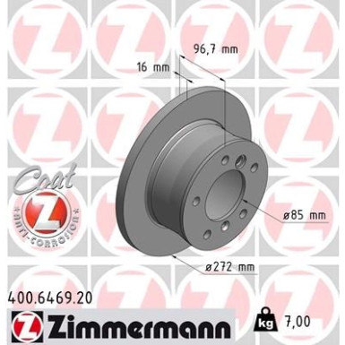 ZIMMERMANN Bremsscheibe | 400.6469.20