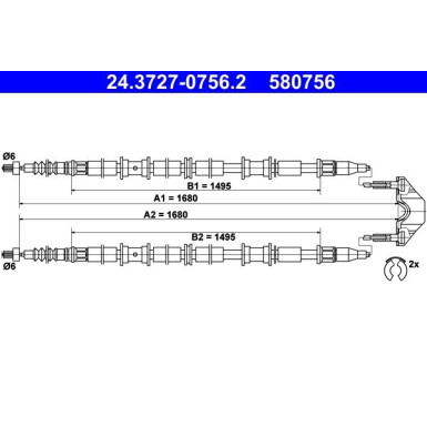 ATE Handbremsseil Seilzug Festellbremse