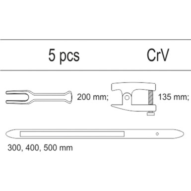 YT-55477 Reifen Montierhebel 5 Tlg. In Schubladeneinlage