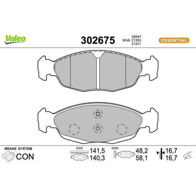 VALEO Bremsbeläge 302675
