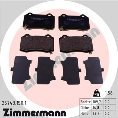ZIMMERMANN Bremsbelagsatz, Scheibenbremse ZIMMERMANN Bremsbelagsatz, Scheibenbremse