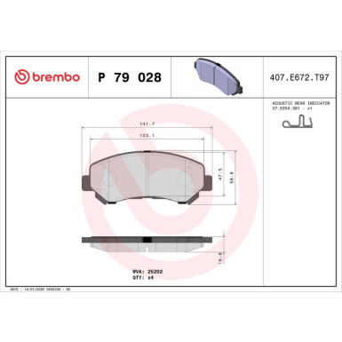 BREMBO Bremsklötze VA | NISSAN Qashqai,X-Trail,SUZUKI | P 79 028 BREMBO Bremsklötze VA | NISSAN Qashqai,X-Trail,SUZUKI | P 79 028