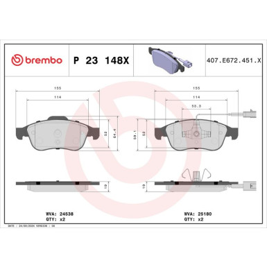 BREMBO Bremsklötze Xtra VA | ALFA Giulietta 10 | P 23 148X