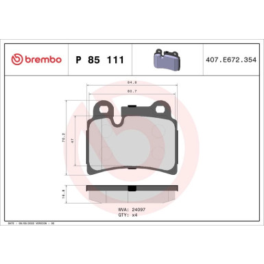 BREMBO Bremsklötze HA VW Touareg 02-13 PRIME LINE P 85 111