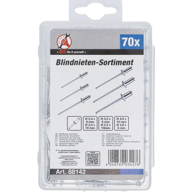 BGS Blindnieten-Sortiment Ø 2,4 - 4,8 mm 70-tlg BGS Do it yourself 88142