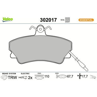 VALEO Bremsbeläge 302017