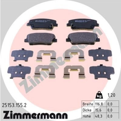 ZIMMERMANN Bremsbelagsatz, Scheibenbremse | 25153.155.2