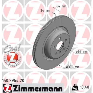 ZIMMERMANN Bremsscheibe 150.2964.20 Coat Z