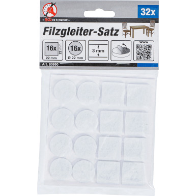 BGS Filzgleiter-Satz weiß 32-tlg BGS Do it yourself 80860