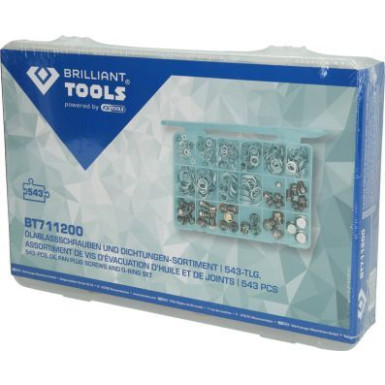 BRILLIANT TOOLS Sortiment an Ölablassschrauben und Dichtungen 543-teilig BT711200
