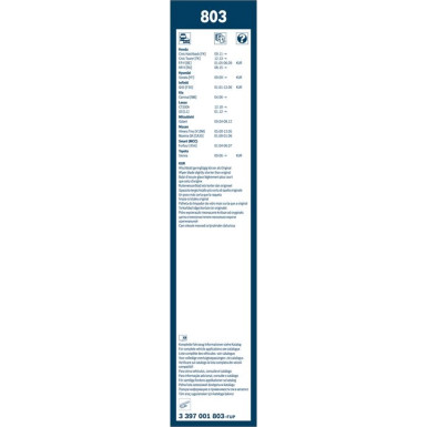 803 BOSCH | Wischerblatt | TWIN-Standard | 3397001803