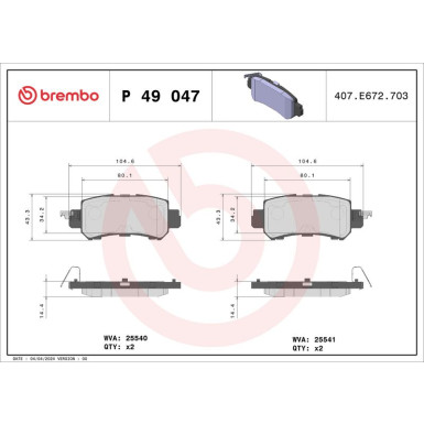 BREMBO Bremsklötze HA | MAZDA CX-3,CX-5 11 | P 49 047X