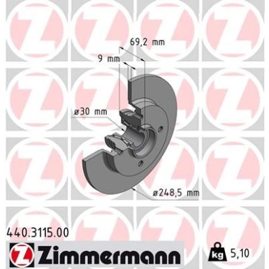 ZIMMERMANN Bremsscheibe ZIMMERMANN Bremsscheibe