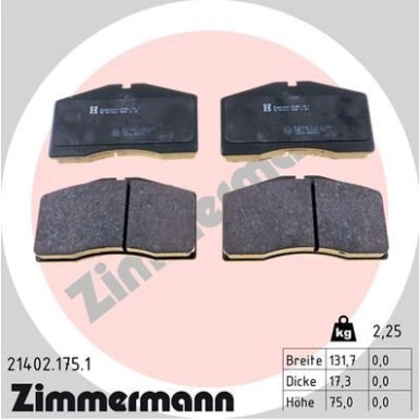 ZIMMERMANN Bremsbelagsatz, Scheibenbremse | 21402.175.1