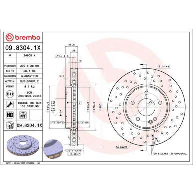Bremsscheibe VA Xtra MERCEDES CLK, E-Klasse 97 XTRA LINE - Xtra 09.8304.1X