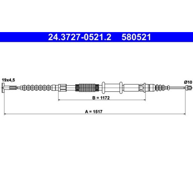 ATE Handbremsseil Seilzug Festellbremse 24.3727-0521.2