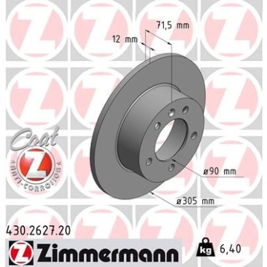 ZIMMERMANN Bremsscheibe 430.2627.20 Coat Z