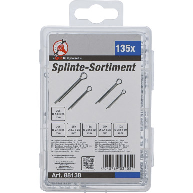 BGS Splinte-Sortiment Ø 1,6 - 3,2 mm 135-tlg BGS Do it yourself 88138