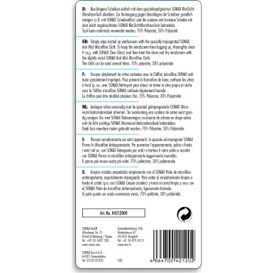 Sonax KlarSicht Microfaser Tuch Stk KlarSichtMicrofaserTuch 04212000