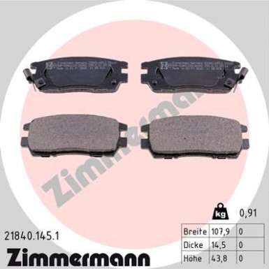 ZIMMERMANN Bremsbeläge | 21840.145.1
