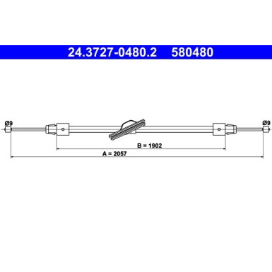 ATE Handbremsseil Seilzug Festellbremse 24.3727-0480.2 ATE Handbremsseil Seilzug Festellbremse 24.3727-0480.2