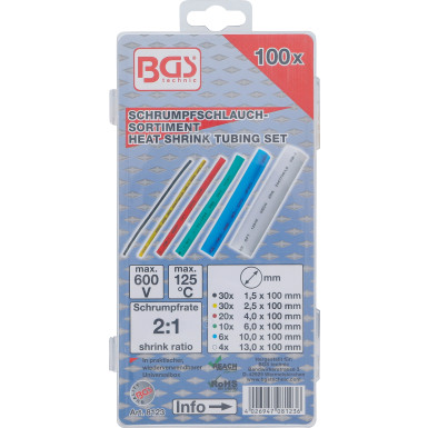 BGS Schrumpfschlauch-Sortiment | farbig | 100-tlg | 8123
