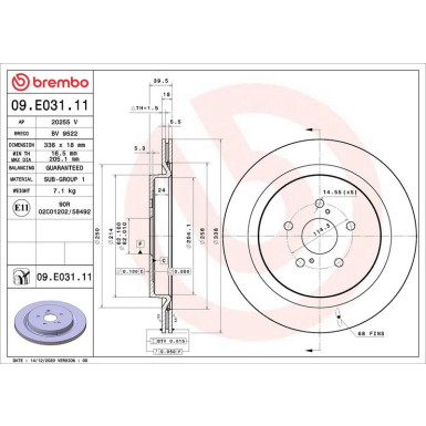 Bremsscheibe HA LEXUS RX 15 PRIME LINE - UV Coated 09.E031.11