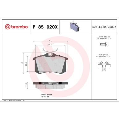 BREMBO Bremsklötze Xtra AUDI CITROEN FORD SEAT SKODA VW XTRA LINE P 85 020X BREMBO Bremsklötze Xtra AUDI CITROEN FORD SEAT SKODA VW XTRA LINE P 85 020X
