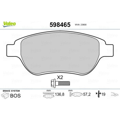 VALEO Bremsbeläge | 598465