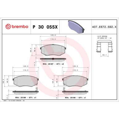 BREMBO Bremsklötze Xtra VA HYUNDAI ix20 KIA Soul 09-19 XTRA LINE P 30 055X