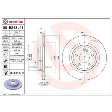 15 482 051 Bremsscheibe HA MERCEDES A,B-Klasse 11 PRIME LINE - UV Coated 08.B348.41