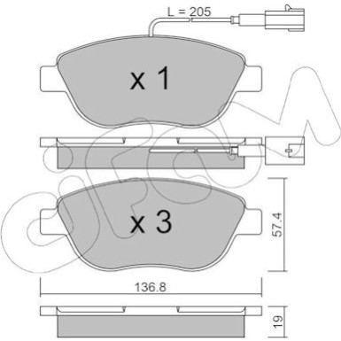 CIFAM Bremsbelagsatz, Scheibenbremse 822-322-0