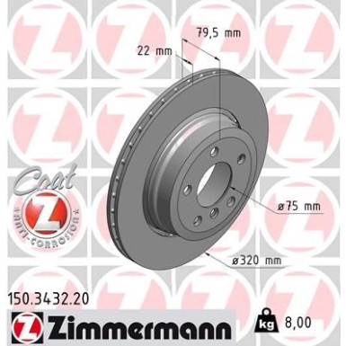 ZIMMERMANN Bremsscheibe 150.3432.20 Coat Z