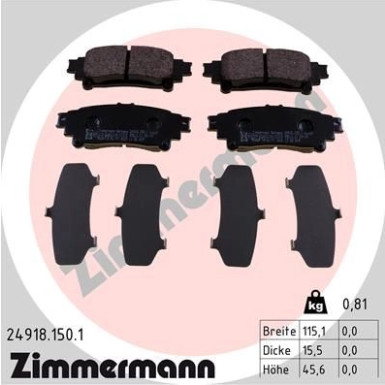 ZIMMERMANN Bremsbelagsatz, Scheibenbremse | 24918.150.1