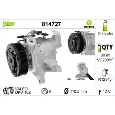 KOMPRESSOR, KLIMAANLAGE Valeo Origins New OE TECHNOLOGIE VAL814727